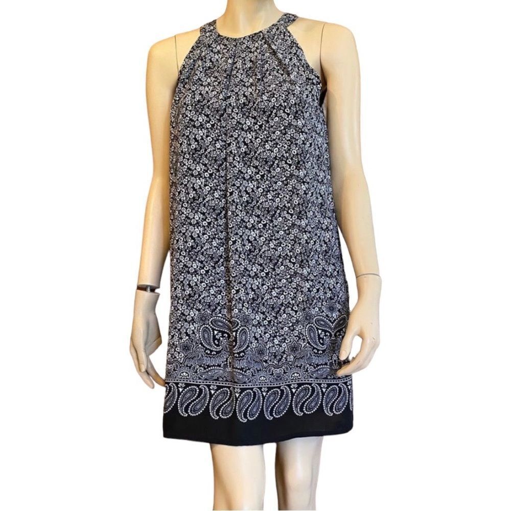 Anthropologie Floral Dress Swingy Racerback Flowy Navy & White Dress Size 4 - Picture 4 of 6